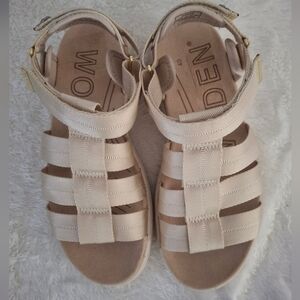 Women's Woden Beige Strappy Sandals Size 40.